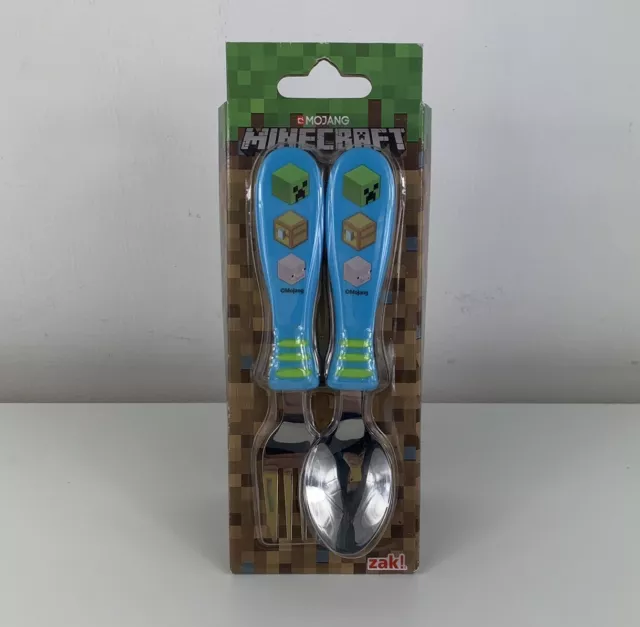 Minecraft Stainless Steel Spoon & Fork Set Kids Cutlery Set Boys Girls Brand New