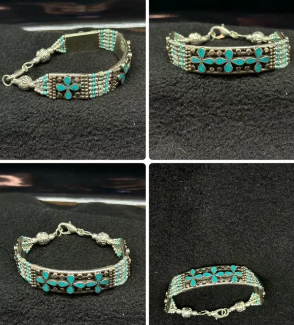 Tibetan Nepalese Handmade Bracelet Turquoise Stone Ethnic Tribal Jewelry