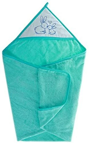 Serviette cap sortie de bain pour le bebe enfant Lapin vert menthe idee cadeau