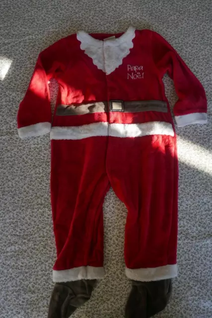 Pyjamas noël velours rouge (80% coton) T. 24 mois