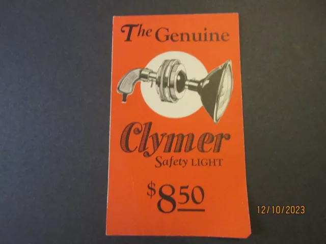 Vintage The Genuine Clymer Safety Light For Your Automobile Pamphlet