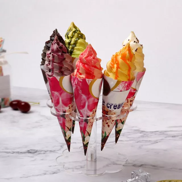 Holes Detachable Transparent Acrylic Ice Cream Cone Holder Party DIY Reusable.