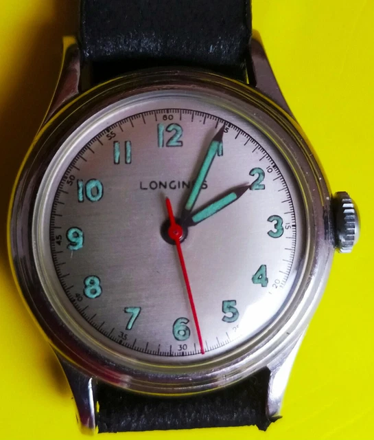 MILITARY RADIUM DIAL Longines Cal.10L im Edelstahlgehause 33,3 mm um ...