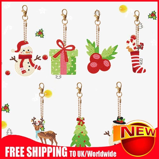 Double Sided Rhinestone Pendant Ornament Elk Special Shape Xmas Tree 7PCS