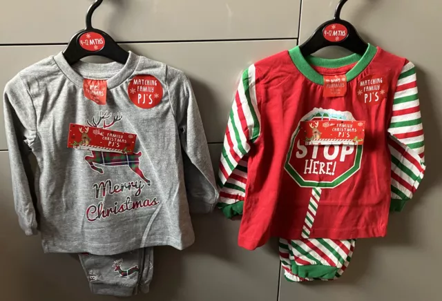 Babies Christmas Pyjamas X2 Sets ~ Age 9-12 Months - BNWT - Great Gift Idea 🎅🏼