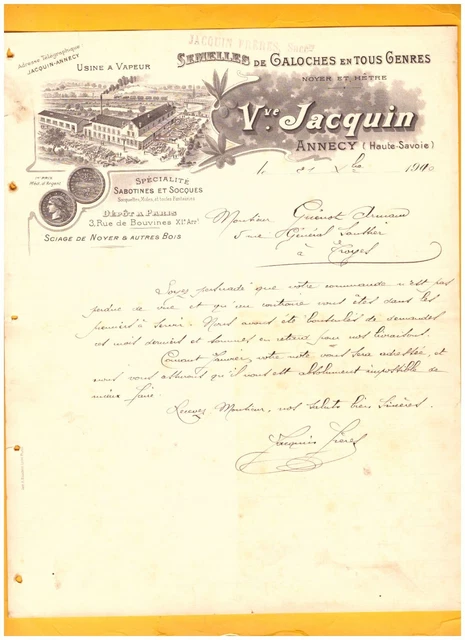 Document Ancien - Facture Usine De Coutellerie Jh. Jacob à Annecy (74) - 1905 - Belle Époque