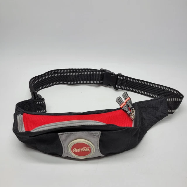 Coca Cola Fanny Waist Pack Black Red Pocket Zip Coke Bottle Zipper Bag