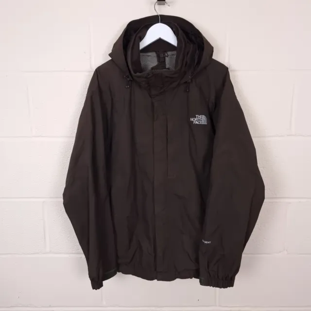 THE NORTH FACE Hyvent Jacket Mens L Hooded Shell Rain Coat Lined Full Zip Brown