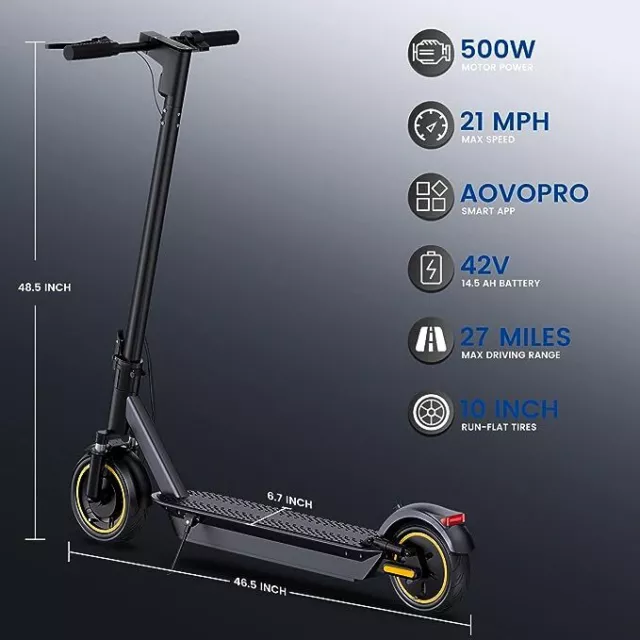 Electric Scooter 500W Motor 45KM Long Range Battery Kick E-Scooter For Commuter