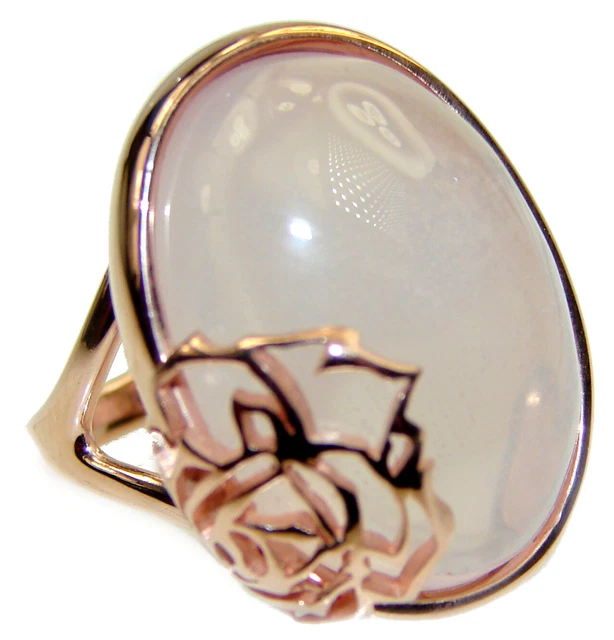 Large 15.2 carat Rose Quartz 18K Gold over .925 Sterling Silver brilliantly hand