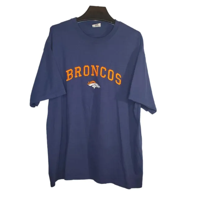 NFL Denver Broncos Embroidered Logo T-Shirt Mens XL Navy Blue VF Imagewear