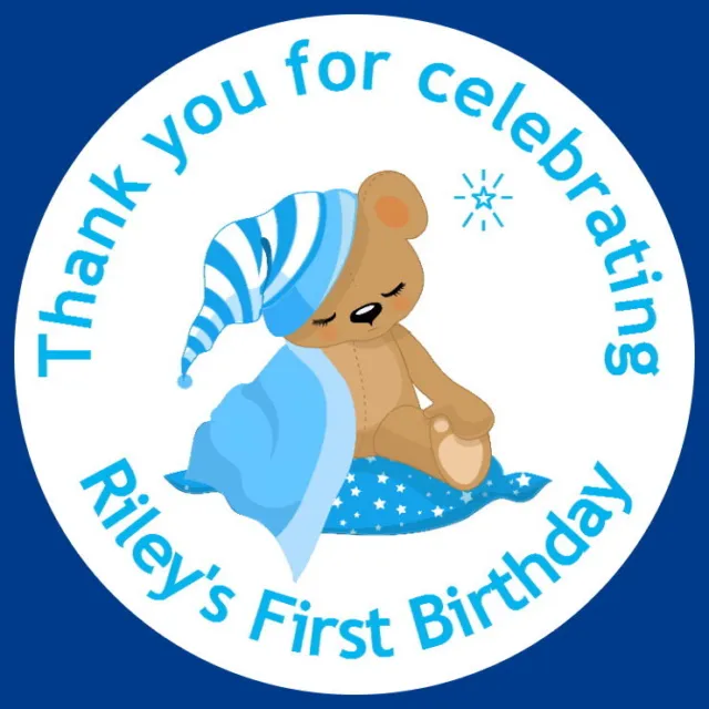 Personalised Baby Shower  First Birthday  Teddy Gloss Party Thank You Stickers