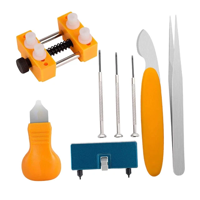 6x Watch Battery Replacement Kits Tweezer for Replacing Gaskets Watch Straps