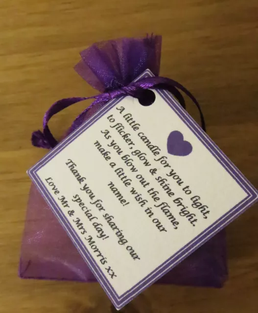 WEDDING Favours GUESTS CANDLES place setting - vanilla any colour, personalised