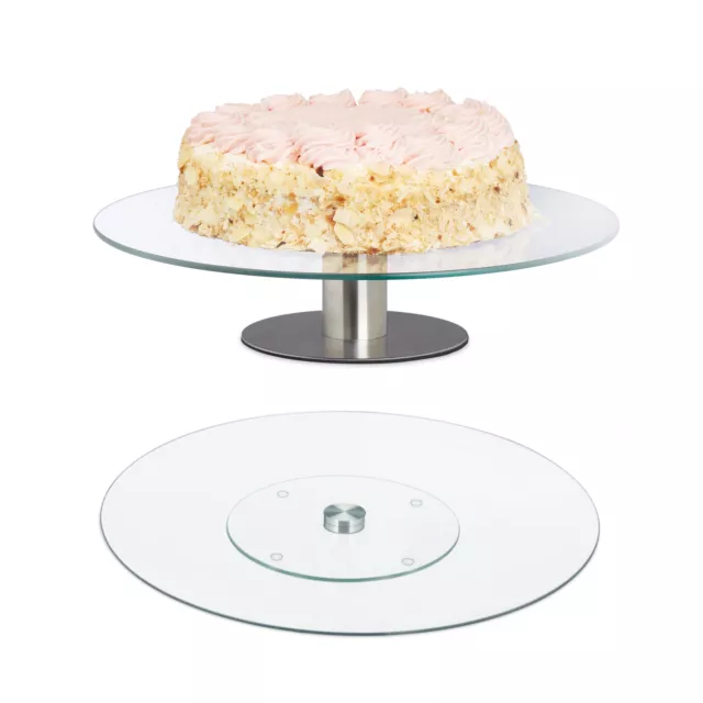 Set 2 tortiere girevoli vassoi porta torte cup-cake dolci piatto vetro 30 cm