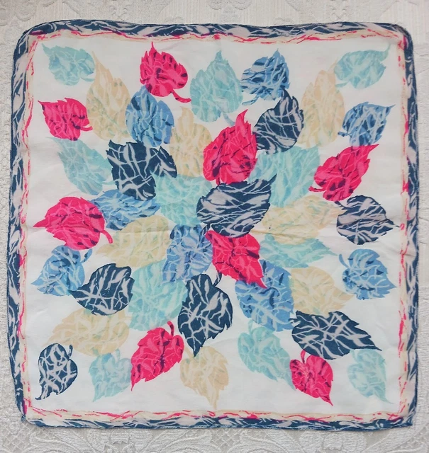 Vintage Tasca di Seta Foglia Quadrata Design Rosa Blu Beige