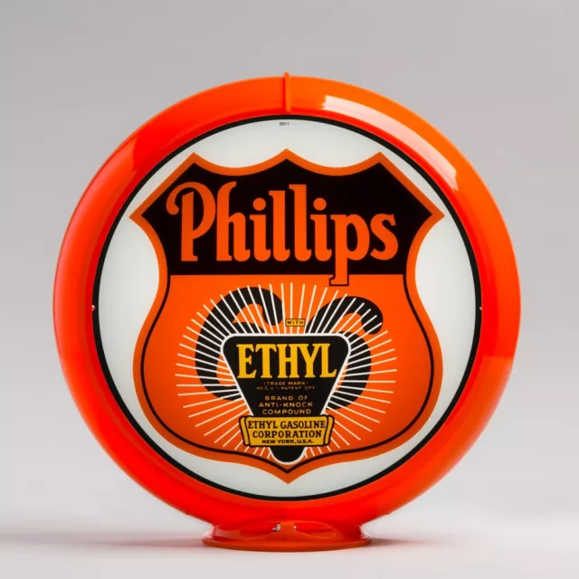 Phillips 66 Ethyl Sunburst 13.5" Gas Pump Globe w/ Orange Plastic Body (G158)