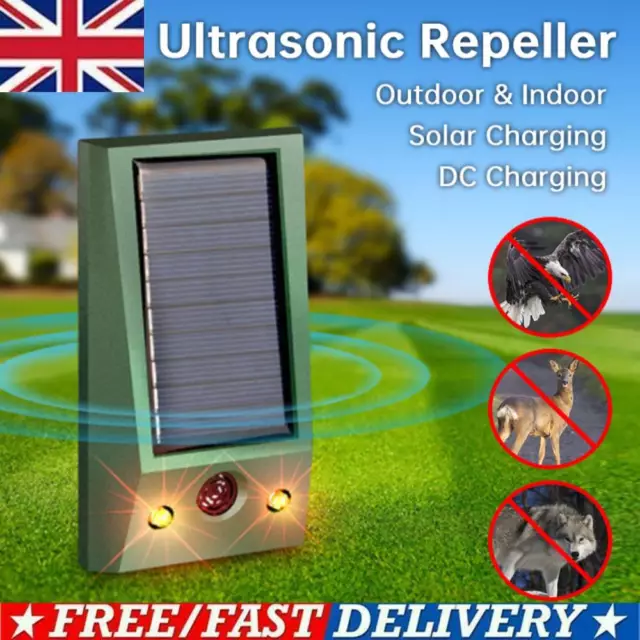 Ultrasonic Solar Cat Dog Repellent Fox Pest Scarer Deterrent Repeller Garden UK