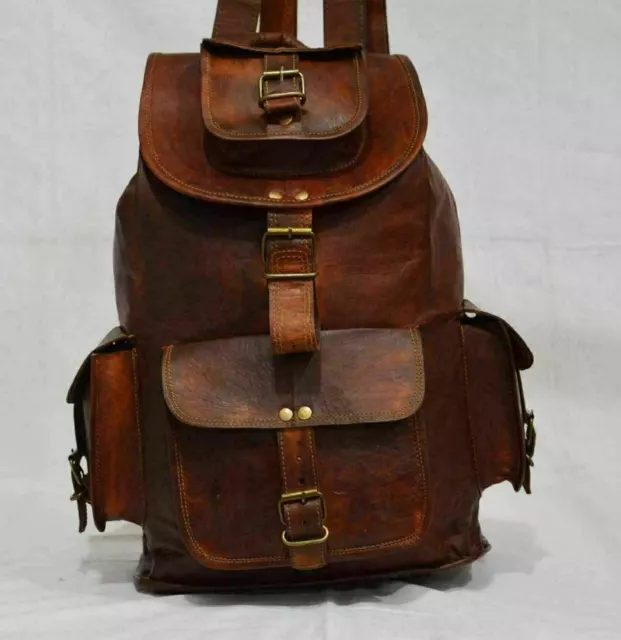 New Large Genuine Soft Leather Back Pack Rucksack Travel Bag Men's and Women's