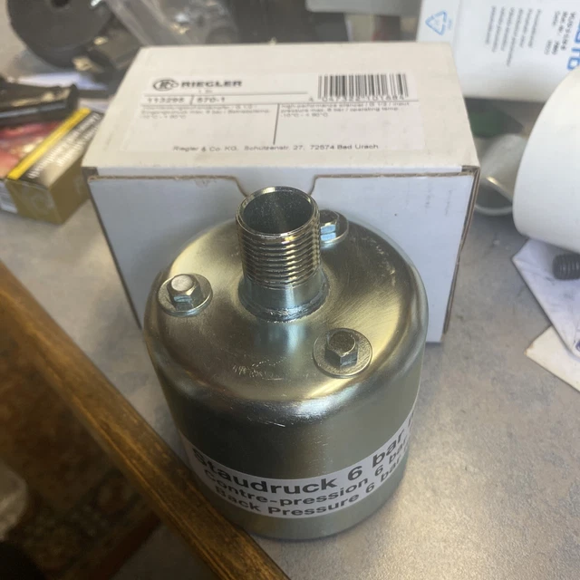 RIEGLER silenziatore ad alte prestazioni acciaio zincato G 1/2 pressione ingresso max. 6 bar