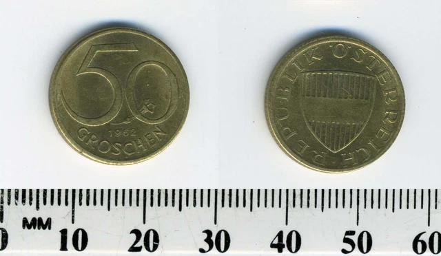 Austria 1962 - 50 Groschen Aluminum-Bronze Coin - Austrian shield 3
