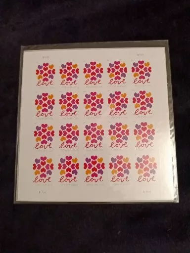 PANE of 20 USPS Hearts Blossom Love 2019 Self-Adhesive Forever Stamps 1x BOOKLET