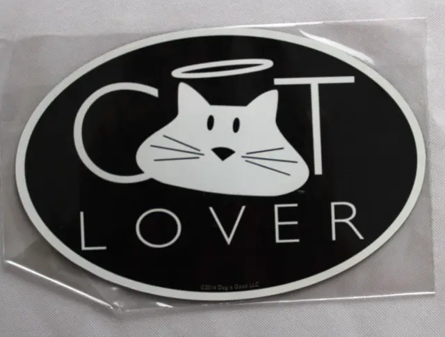 CAT LOVER Oval Magnet Black and White *QUICK SHIP*