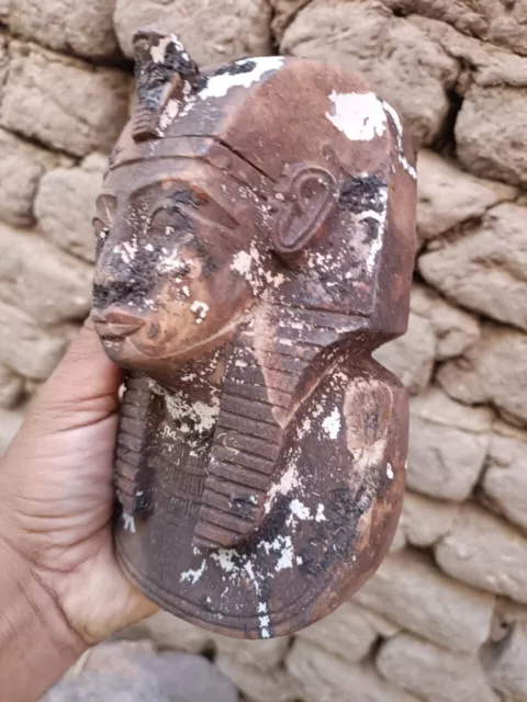 Unique Head of King Tutankhamun stone carving Rare Ancient Egyptian Antiques BC 3