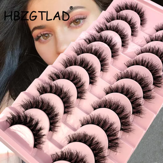 10 Pairs 3D Mink False Eyelashes Wispy Cross Long Thick Soft Fake Eye Lashes