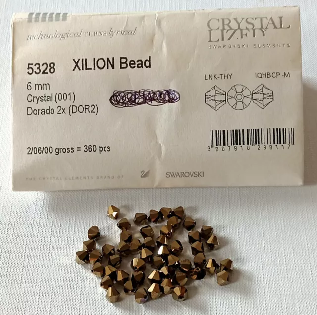 PIETRE CRISTALLO SWAROVSKI ELEMENTS BICONO XILION BEAD ORO 6 mm