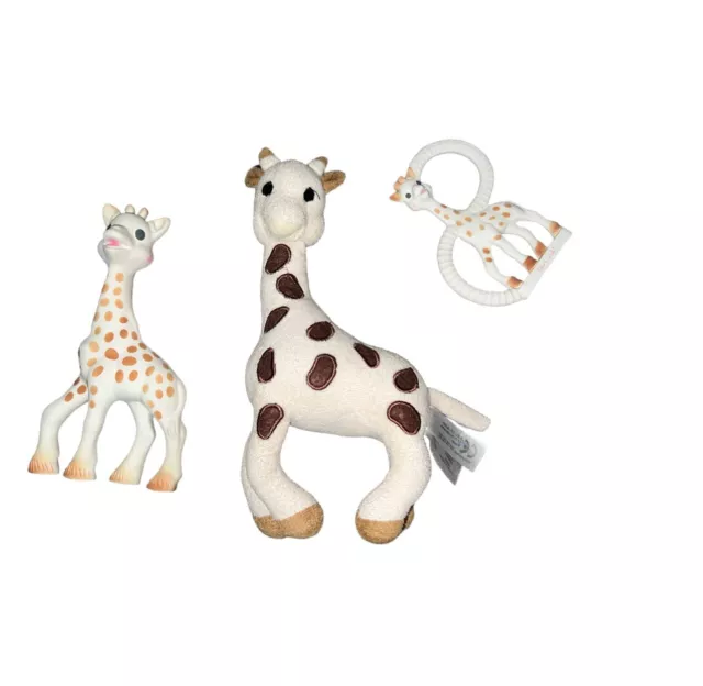 Sophie La Giraffe by Vulli Plush Rattle Toy Lovey Squeaky & Teether Set