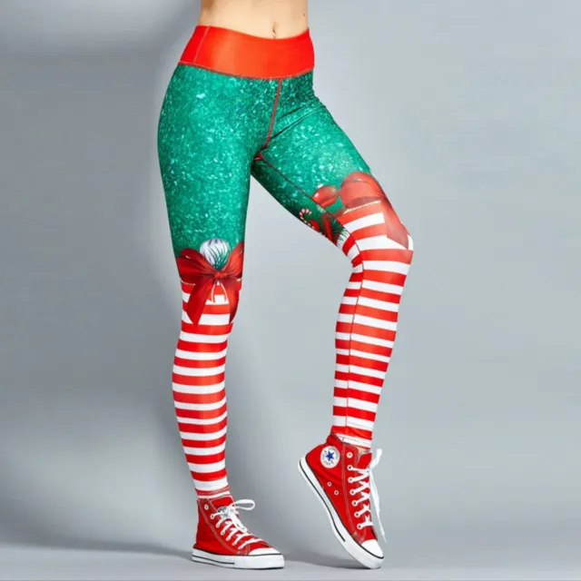 Leggings Natale per Ragazze e Donna Pantaloni Yoga Sportivi Stampati Digitalmente 3D 11