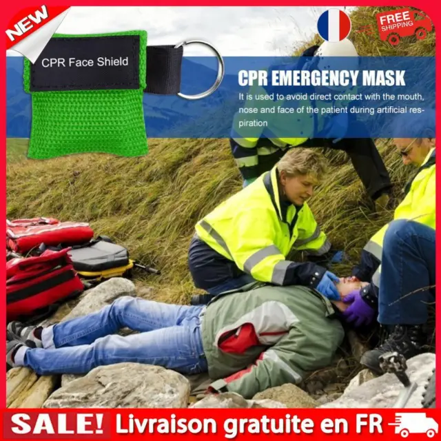 Keychain Resuscitator Face Shield Emergency First Aid CPR Mask (Green)