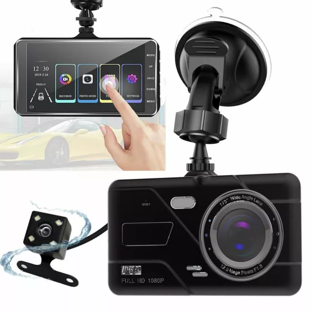 4" In Car Camera Recorder Dual Front and Rear HD 1080P Dash Cam Night Vision UK