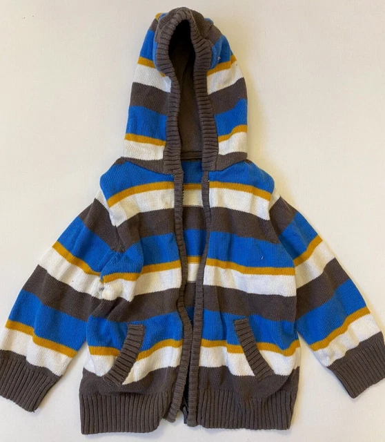 Cardigan bambini a righe finemente lavorato a maglia + giacca con cappuccio con cerniera 6-9 mesi cura della mamma
