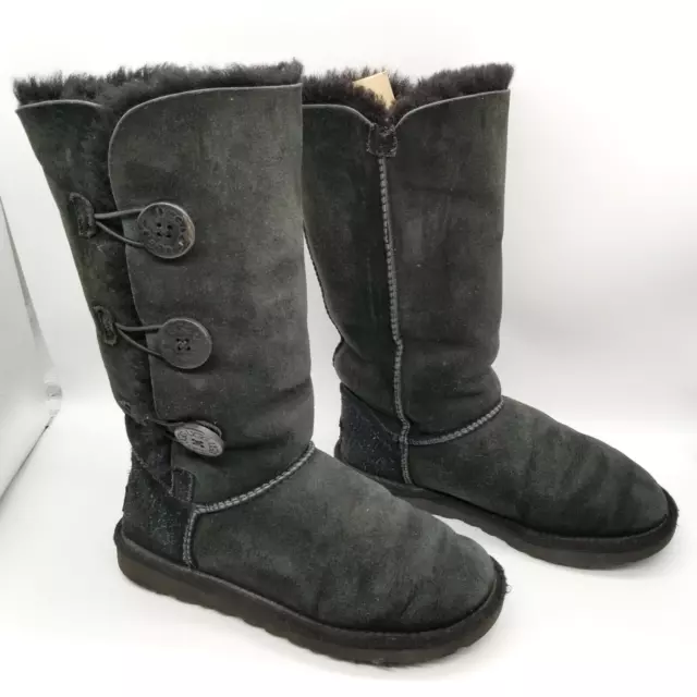 UGG Australia Womens Bailey Button Triplet II 1016227 Black Winter Boots Size 7