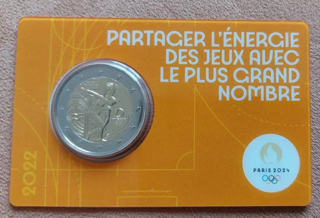 2 Euro Frankreich 2022 Olympia Paris 2024 als Einzel-Coincard orange