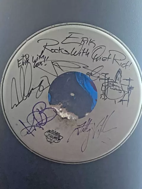 Quiet Riot Signed Autogaph Set Used 14" Drum Head Dubrow Banalli Cavazo Villano