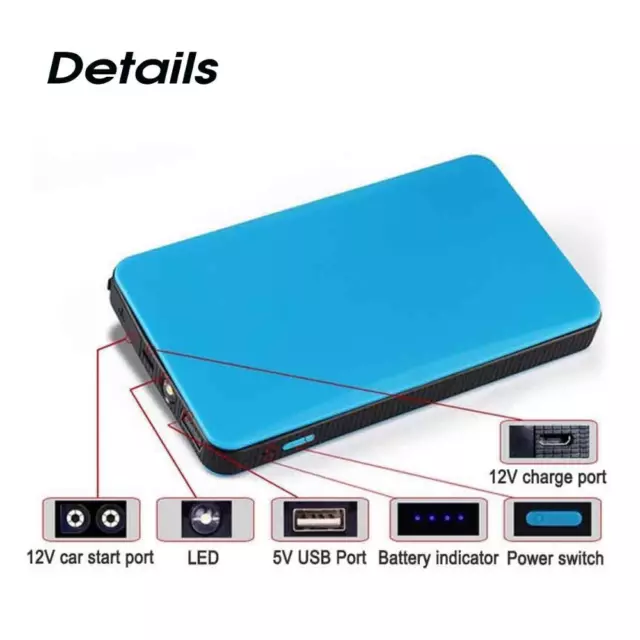 1Pc Car Jump Starter Booster Emergency Mobile Power Bank Battery Charger 20000mA