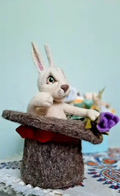 Easter Bunny 7" HandMade OOAK Gift Rabbit Gifts Needle Felting