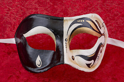 Mask from Venice Colombine Pierrot Opera Golden Black Paper Mache 2134