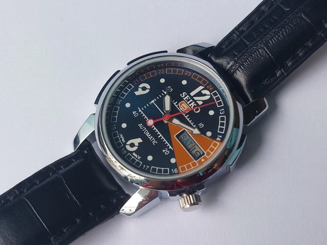 Orologio Uomo Seiko, Automatico Giorno/Data Vintage 36Mm Acciaio Inox Quadrante Blu.