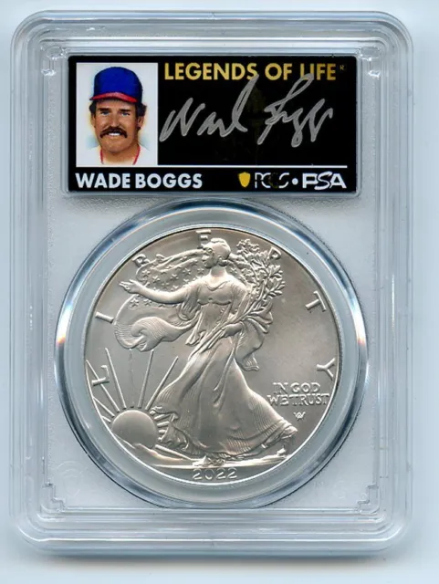 2022 $1 American Silver Eagle 1oz PCGS MS70 Legends of Life Wade Boggs