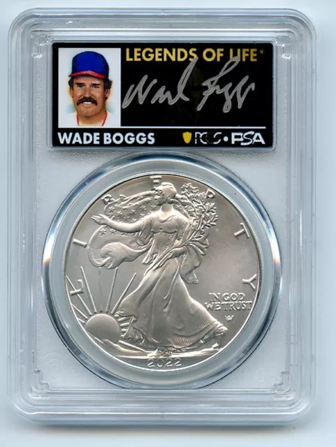 2022 $1 American Silver Eagle 1oz PCGS MS70 Legends of Life Wade Boggs