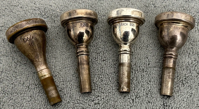 Lot of Four (4) Small Shank Trombone Mouthpieces - Olds, Vincent Bach, & Benge! Lot of Four (4) Small Shank Trombone Mouthpieces - Olds, Vincent Bach, & Benge!