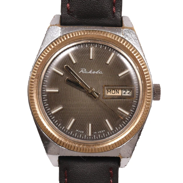 Raketa Montre Mécanique à Remontage Manuel Vintage URSS Années 80 - 21 Rubis - Boîtier Acier 38mm