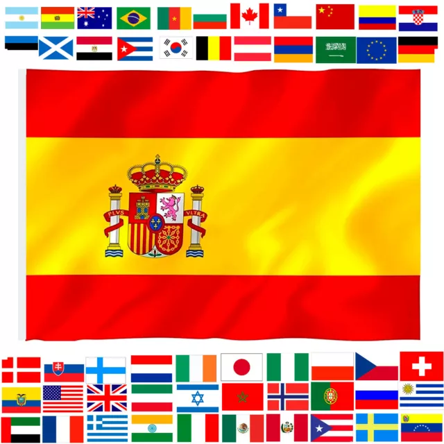 Drapeau D'Espagne XL Et Pays Mondial Grande 150x90cm Écusson Polyester Qualité