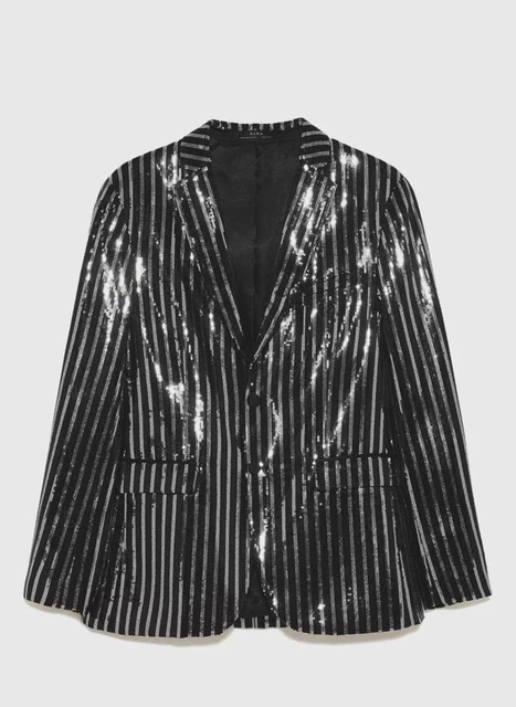 ZARA MENS SEQUIN blazer silver black rare sold out bnwt size 38s 50.00 PicClick UK