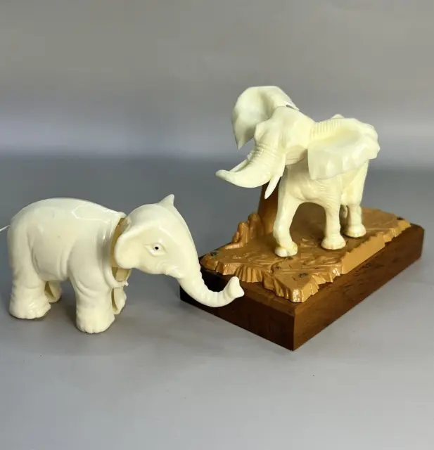 2 German Elephant 1- Plastic Bobble Head Nodder SA REIDER & 1-w/ Stand Figurine