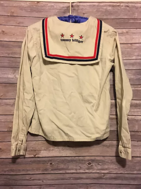 Vintage Tommy Hilfiger Youth Girls XL Zip Up Long Sleeve Shirt Sailor Collar